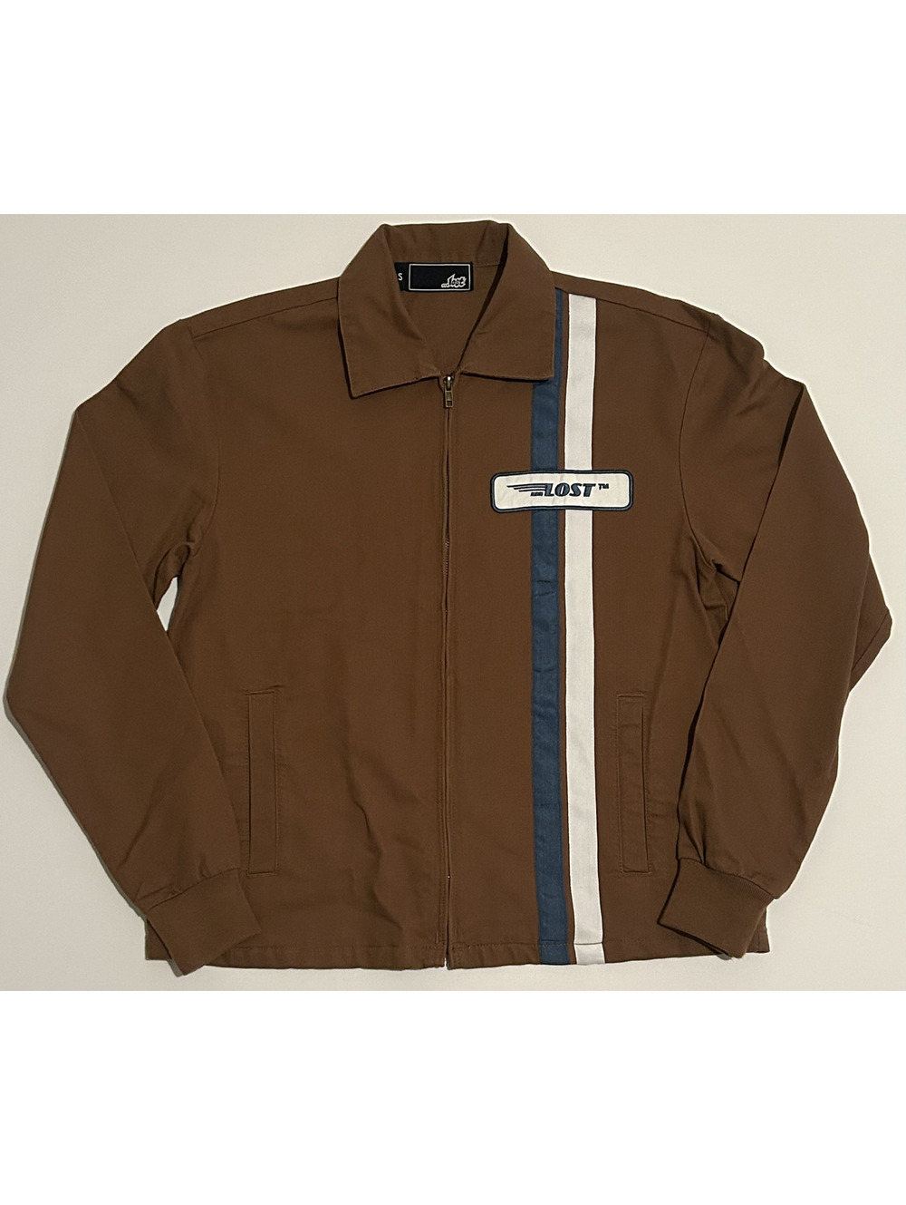 ...Lost Brown with White and Blue Line Small Men's Sweater 100% cotton